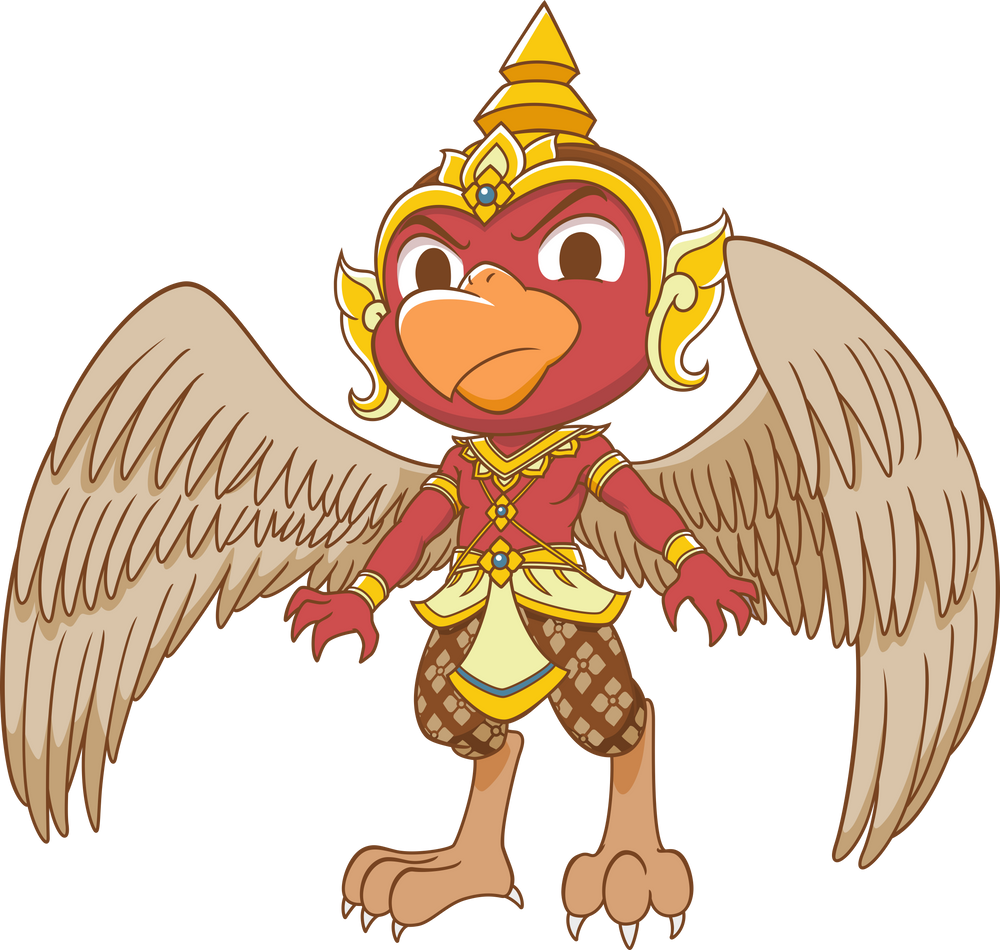 Cartoon character of red Garuda.
