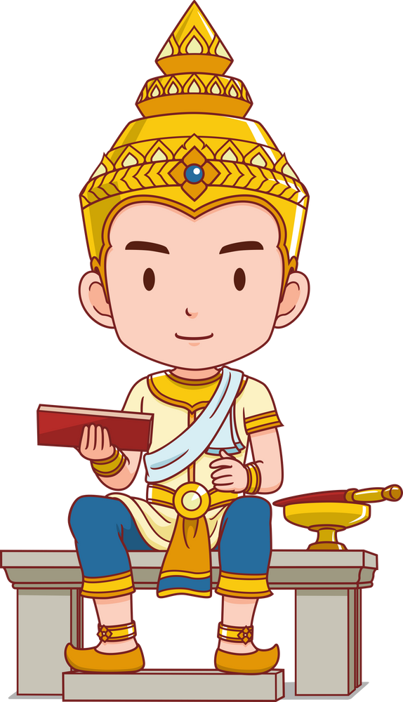 Cartoon character of King Ram Kamhaeng in Sukhothai Kingdom.